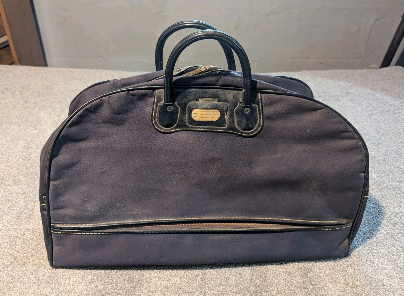 Vintage Leeds Bag 1950s 60s Blue Travel Duffle Weekend