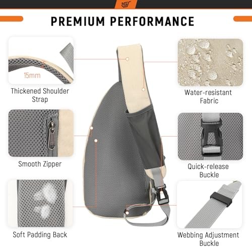 Sling Bag RFID Crossbody Sling Backpack Cross Body Shoulder Travel Small Beige