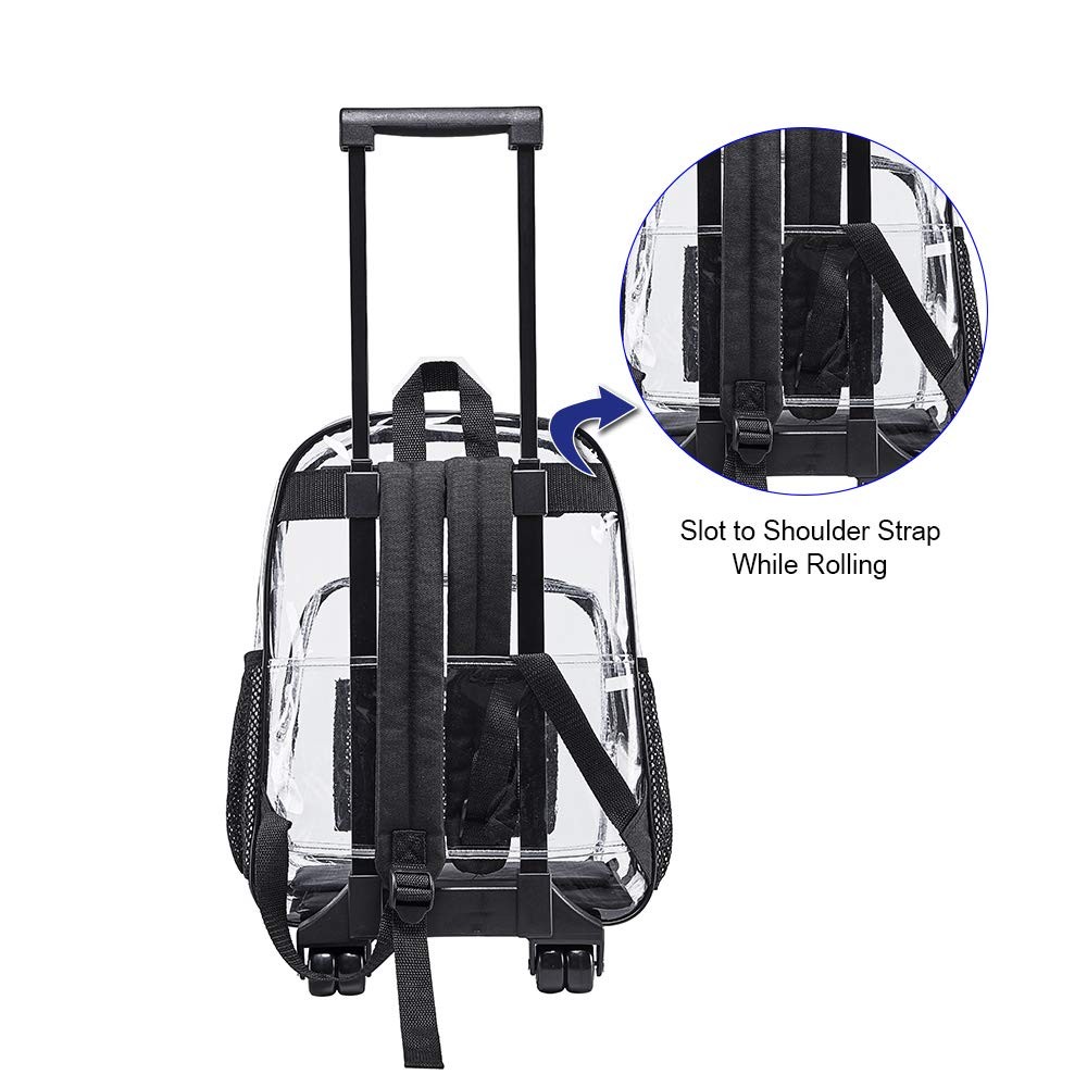 Rolling Clear Backpack, Heavy Duty Cold-Resistant Security Transparent PVC Ba…