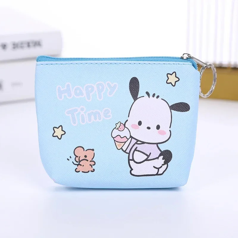 Coin Purse Kawaii Hello Kitty Mini Wallet PU Cute Keychain Clutch Storage Bag