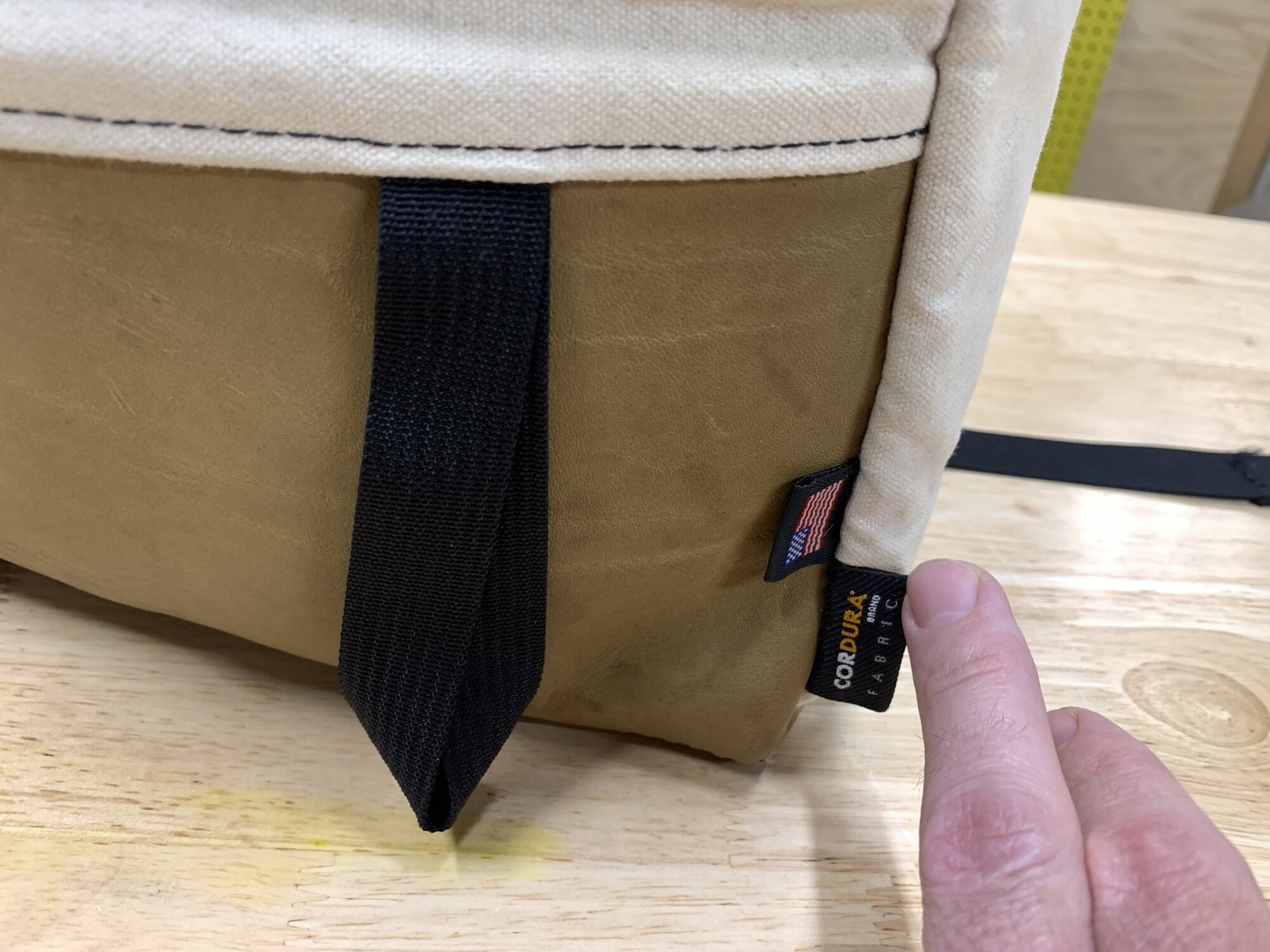 Topo Designs Daypack Backpack Off-White/Beige/Brown Leather USA-made Cordura