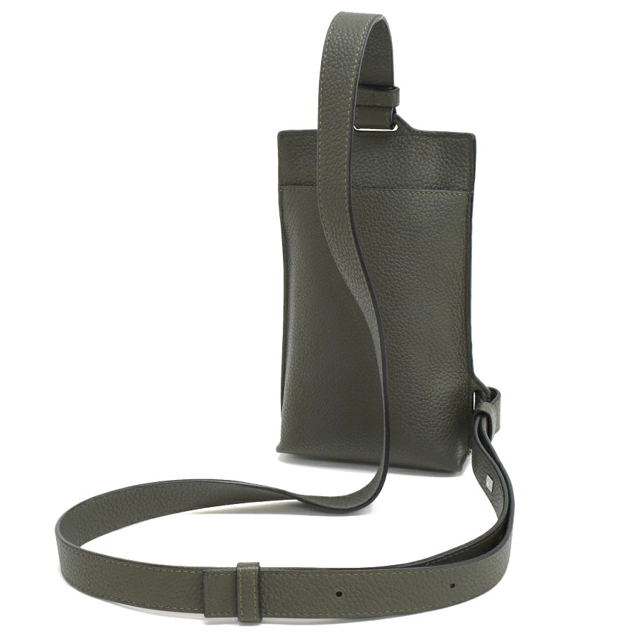 LOEWE Vertical T Pocket C660P02X01 Leather Khaki Green Silver Crossbody