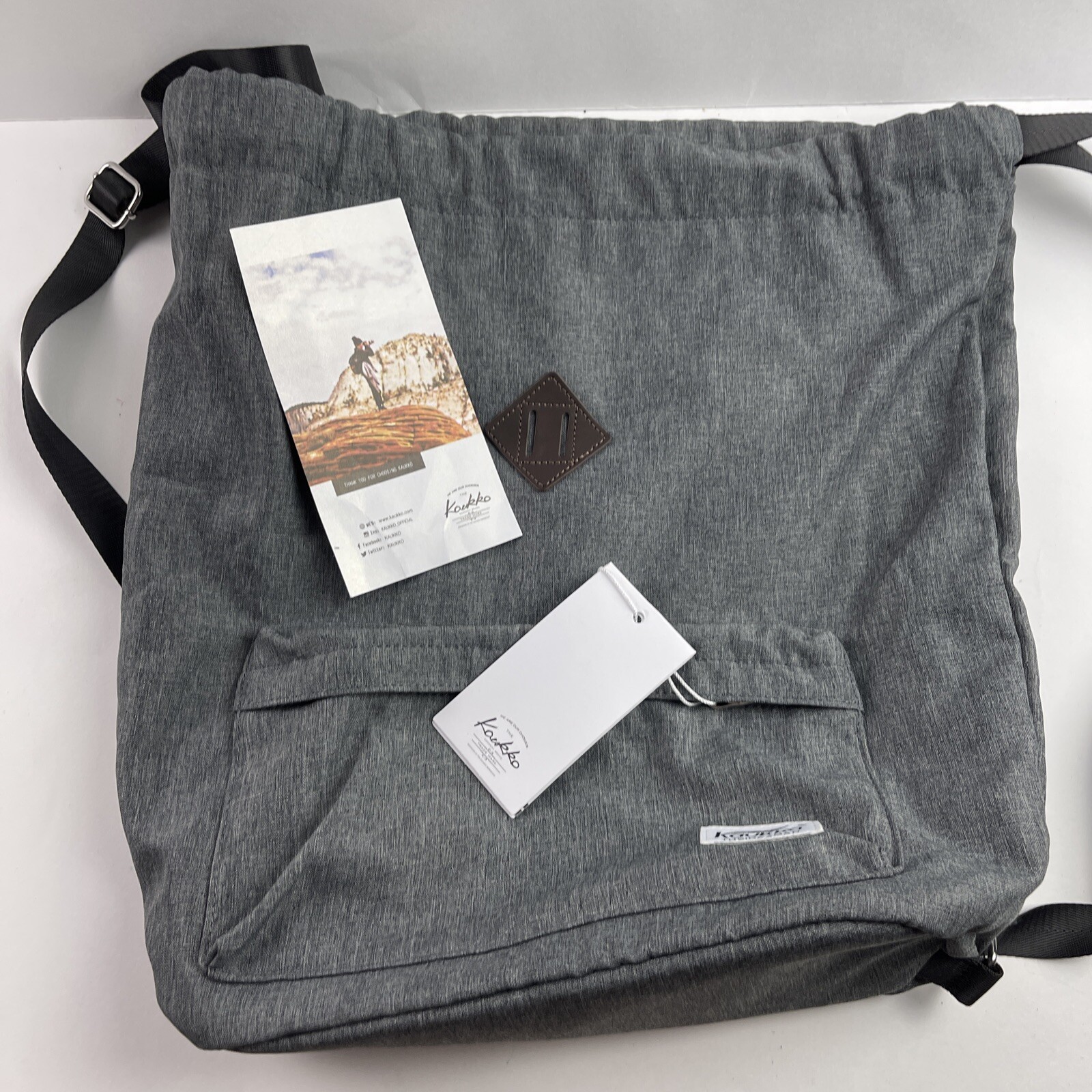 KAUKKO Water-proof Gray Nylon Drawstring Backpack Swimming Gym Yoga Sports Bag