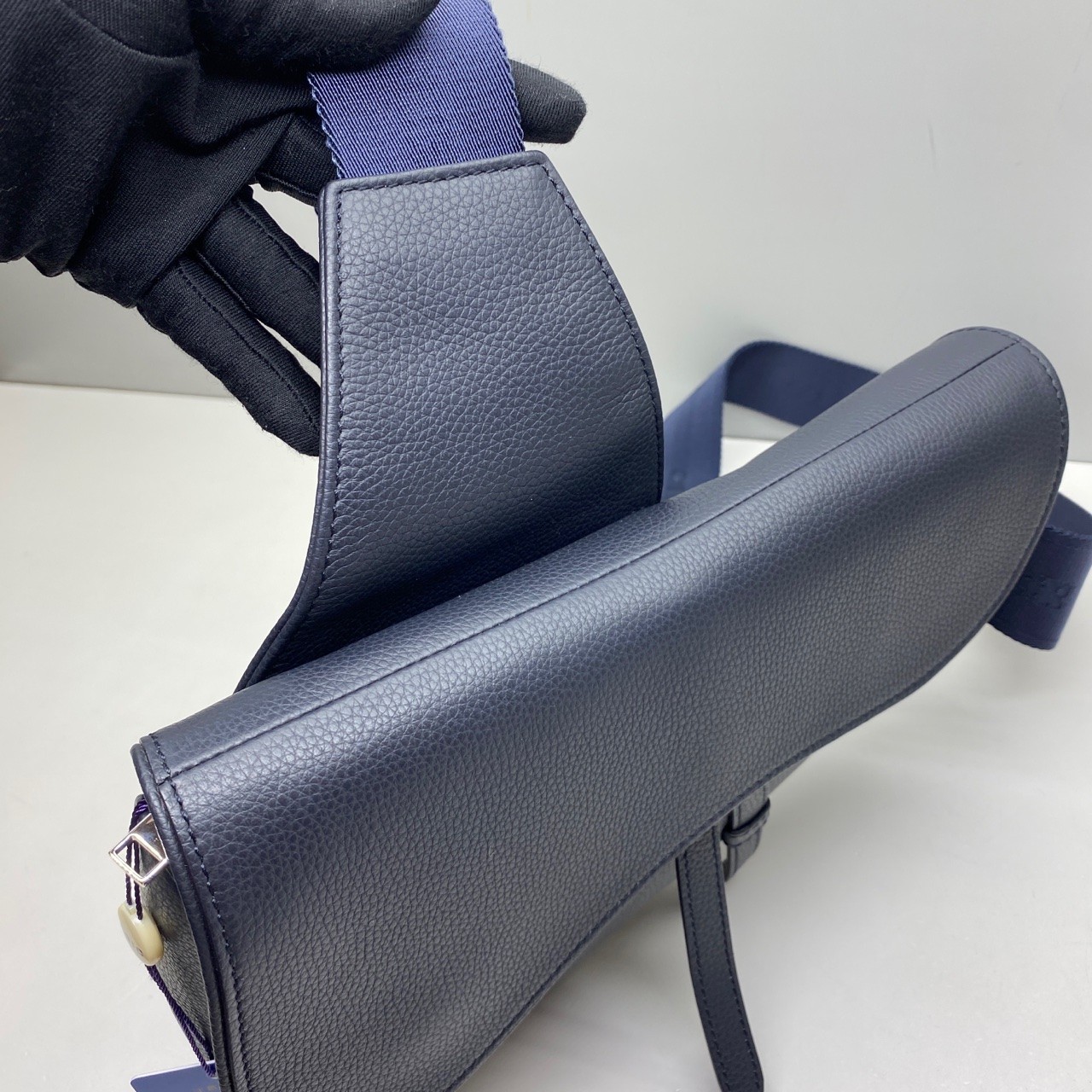 Dior Pre-Owned Authentic Saddle Bag Navy 27x20x5cm Cowhide