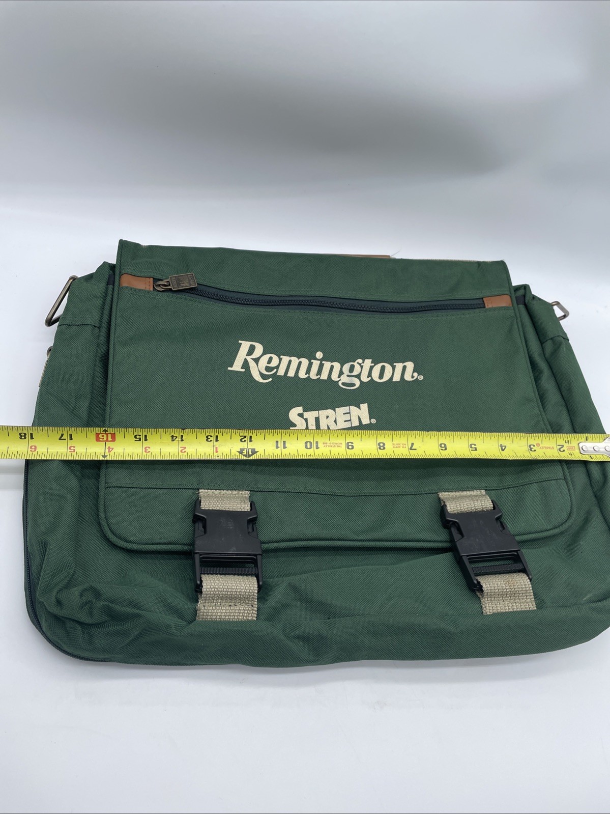 Leed’s North West Shoulder Bag Messenger Portfolio Green Canvas Remington Logo