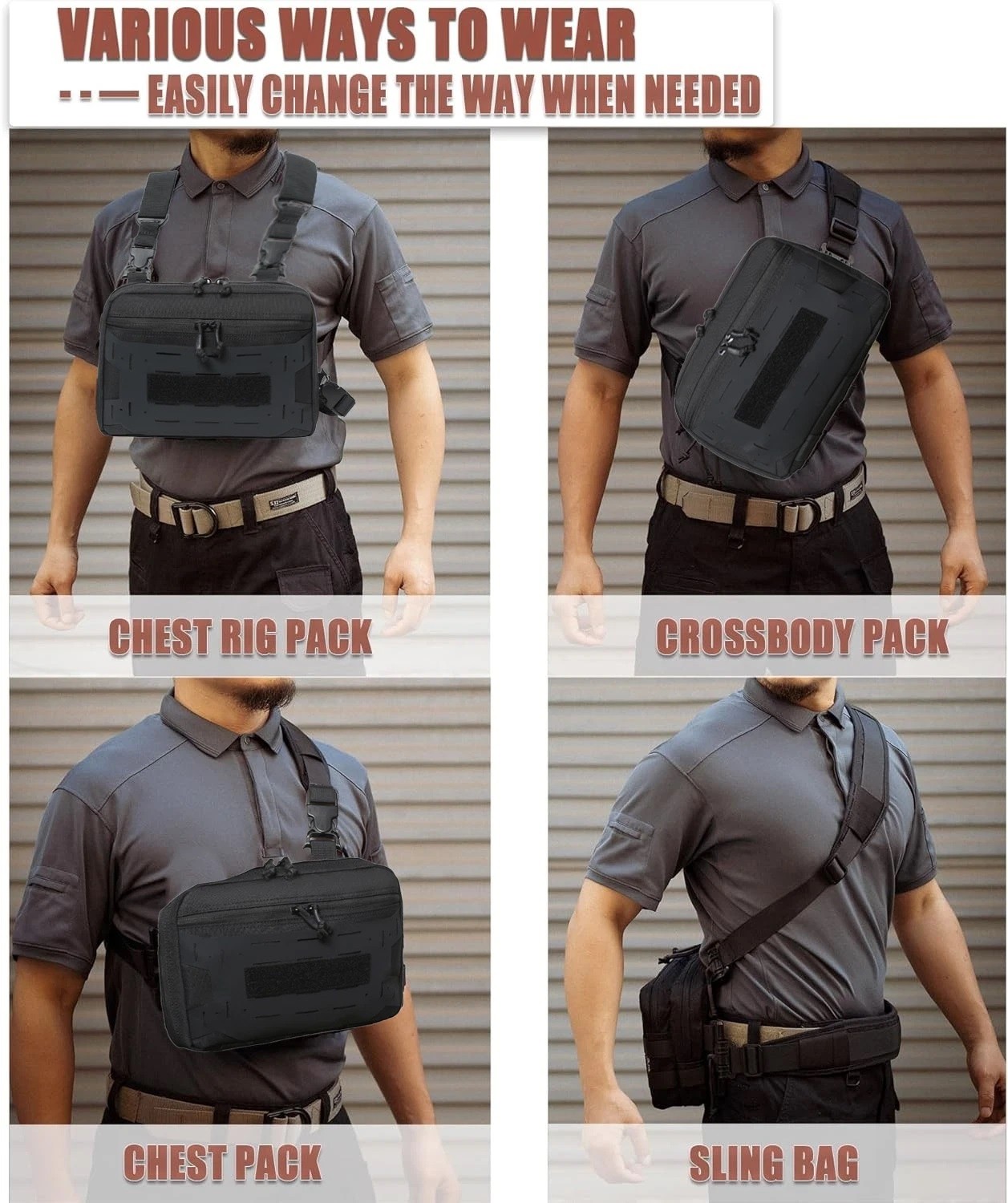 Tactical Combat Chest Rig Concealed Front Pouch Recon Kit Pack EDC Carry Pouch