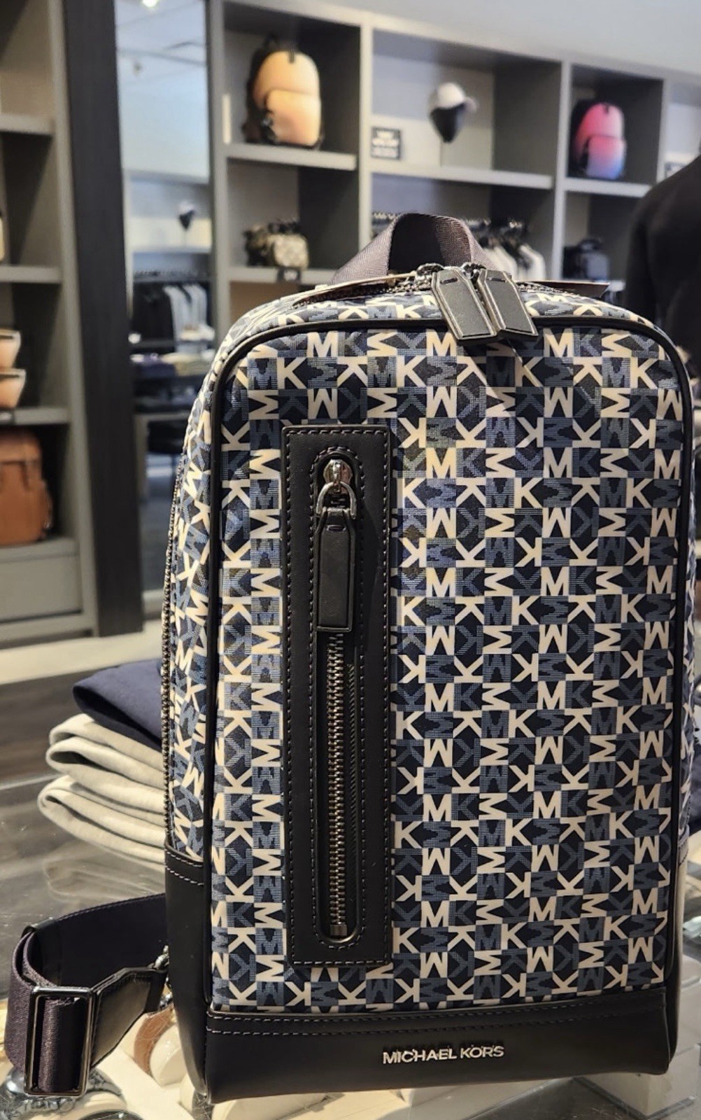 Michael Kors Lautner Logo Print Sling Pack Blue