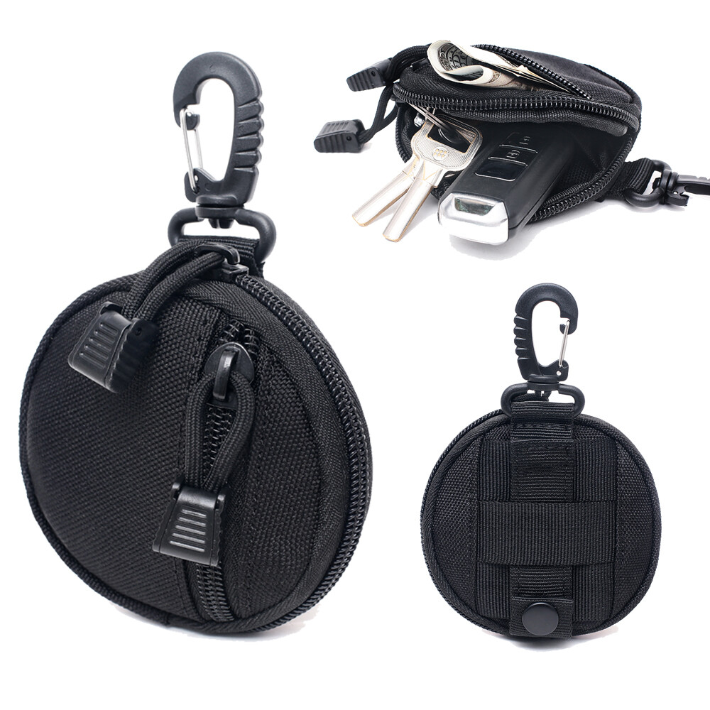 Military Tactical Molle Waist Belt Clip Key Chain Coin Holder Case Bag Pouch