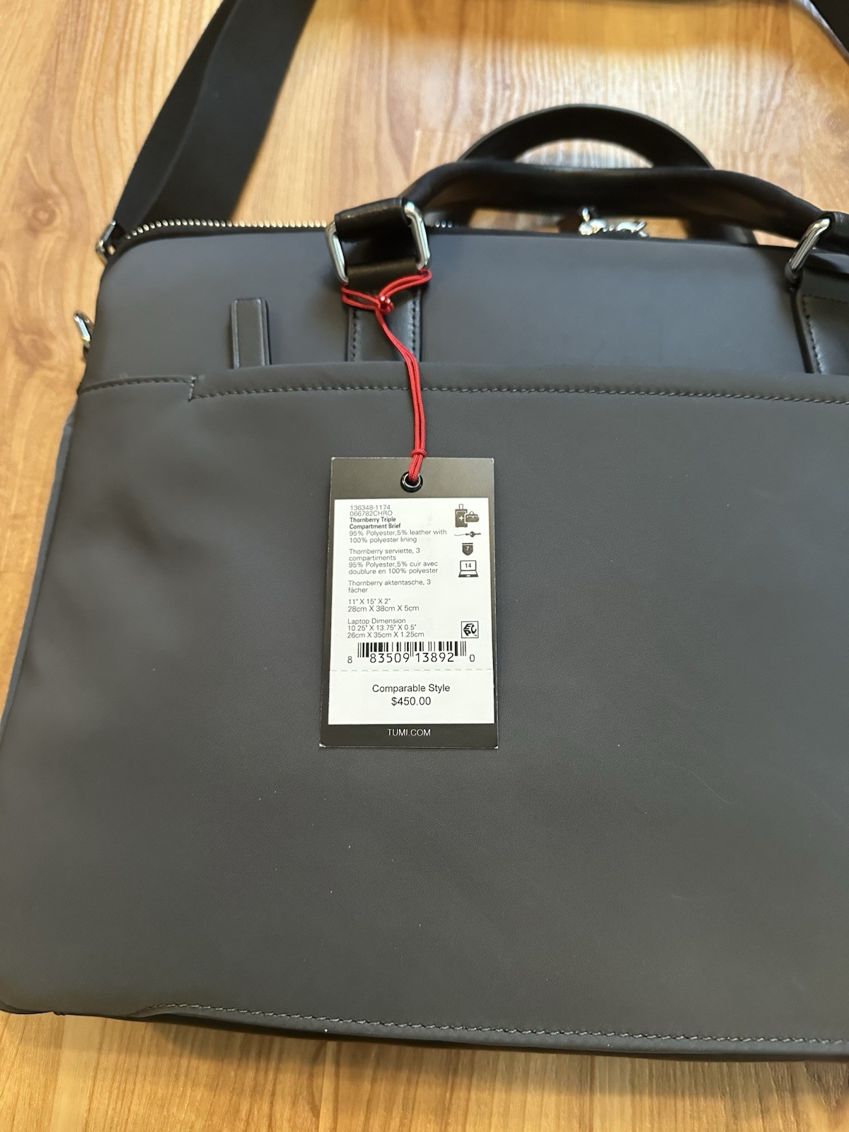 Tumi Thornberry Triple Compartment Brief Laptop Business Bag with Trolley Sleeve