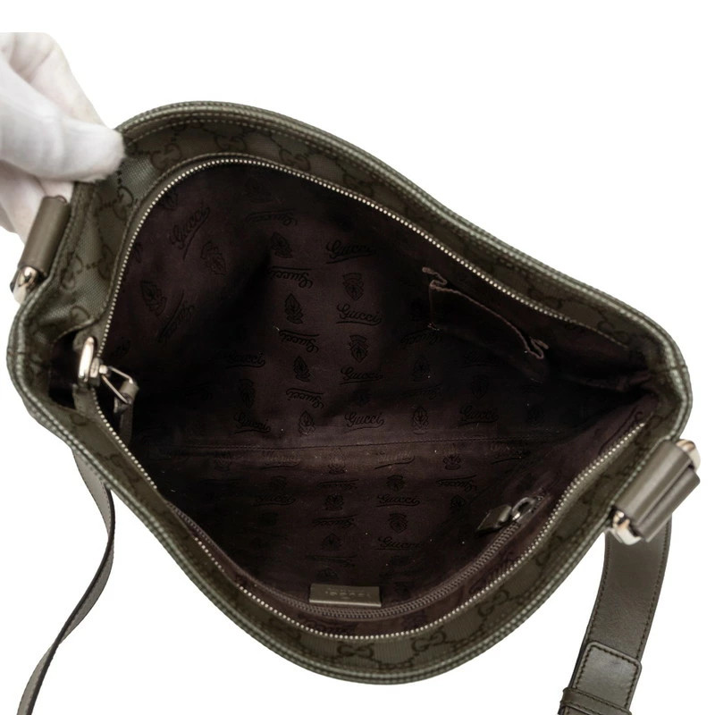 Gucci GG Implement Crossbody Shoulder Bag 201446 Moss Green PVC Leather