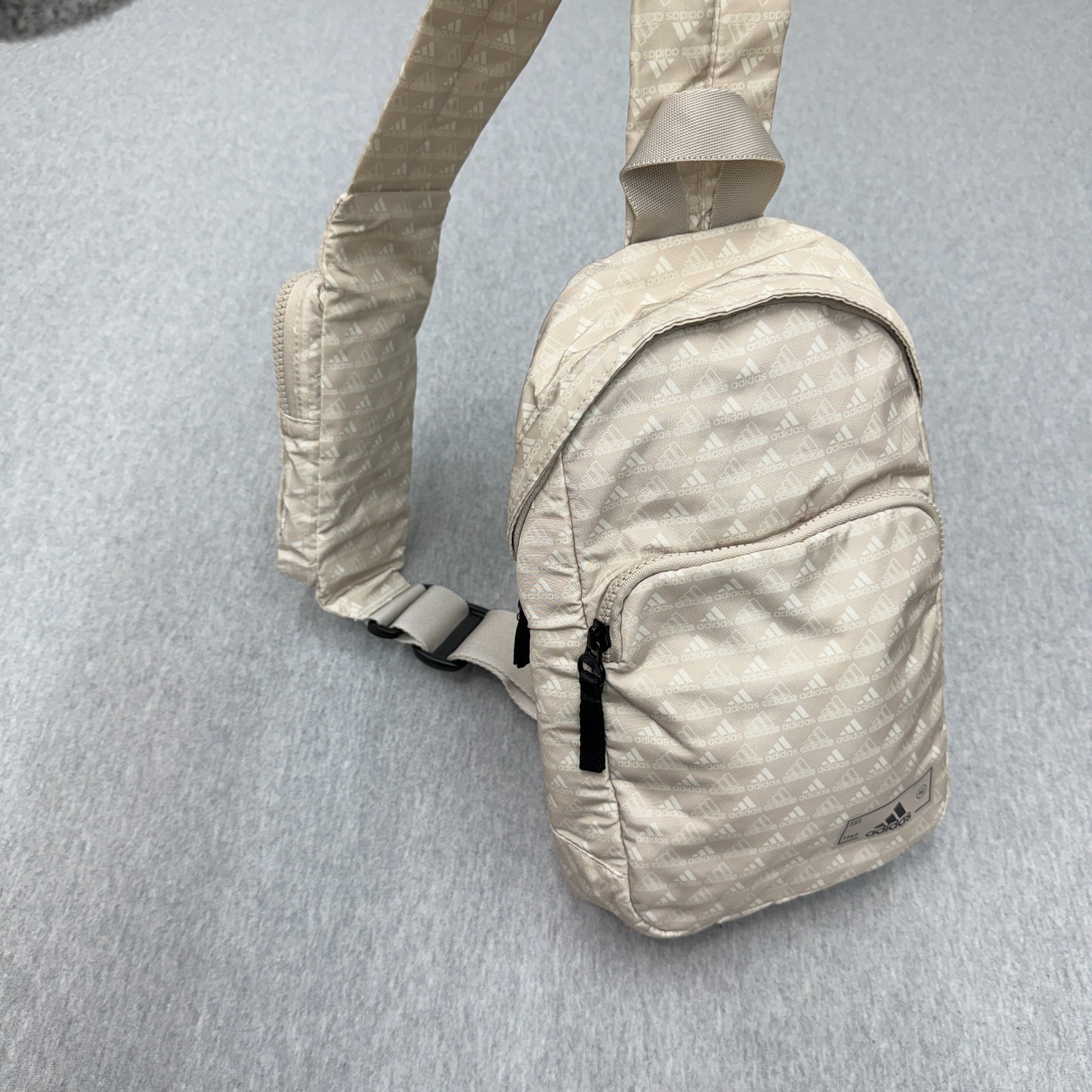 Adidas Essentials 2 Sling Crossbody Bag Beige All Over Mini Monogram Wonder Pack