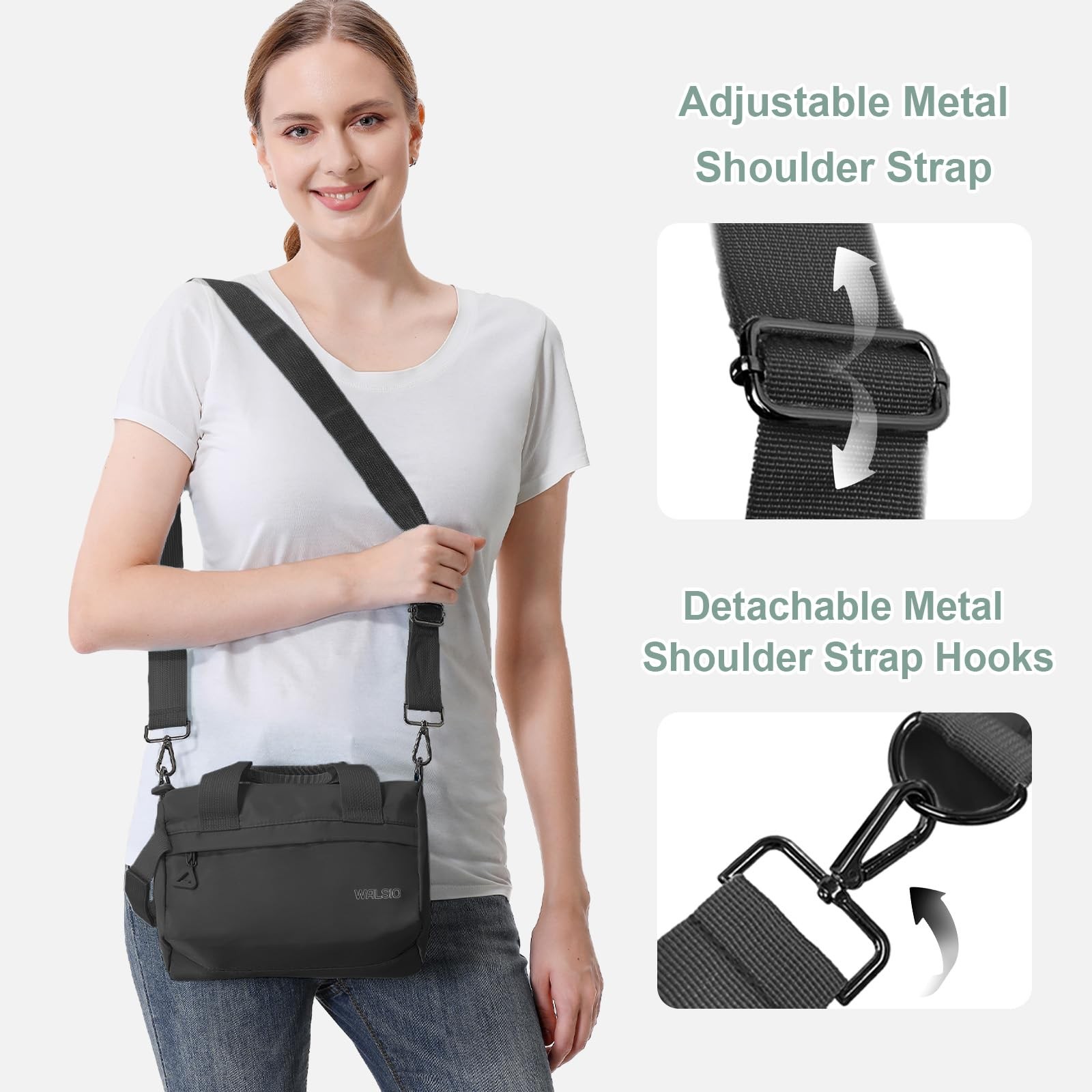 Small Gym Bag Mini Duffle Bag Adjustable Strap Lightweight Sport Black 9in