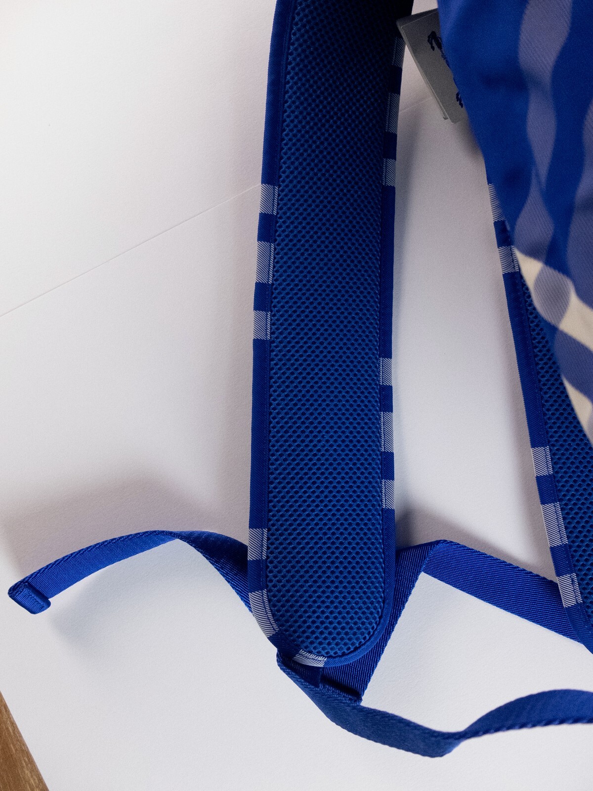 (NO CUSTOMS TAX) BURBERRY blue & white check roll-top nylon backpack authentic