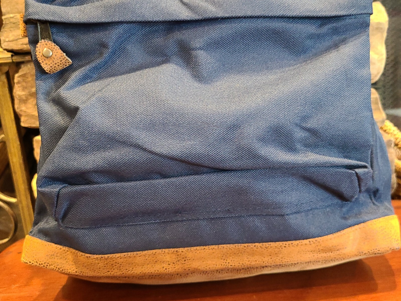 RARE! Vintage EastSport Blue with Leather Bottom Bookbag Backpack NWOT 16x10x5″