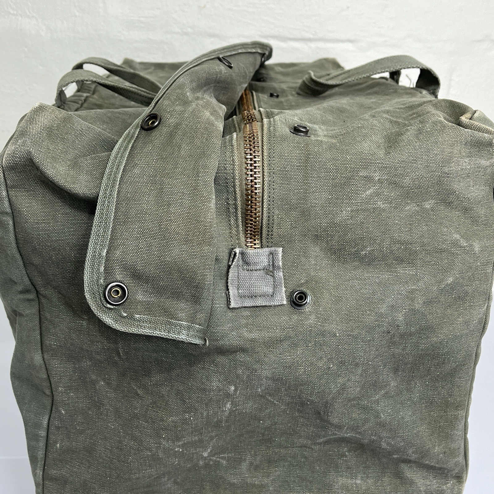 Vintage Heavy Canvas Cargo Bag Tactical Cotton Large Green 22.5” x 12” x 16”