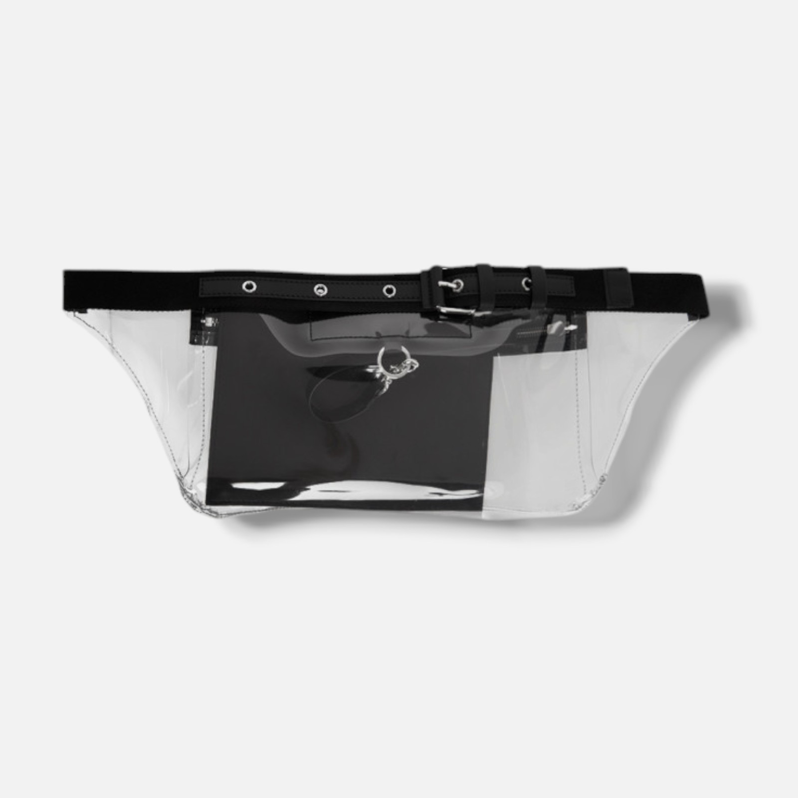 VALENTINO GARAVANI Men’s Transparent VLTN Logo Leather Crossbody Belt Pouch Bag