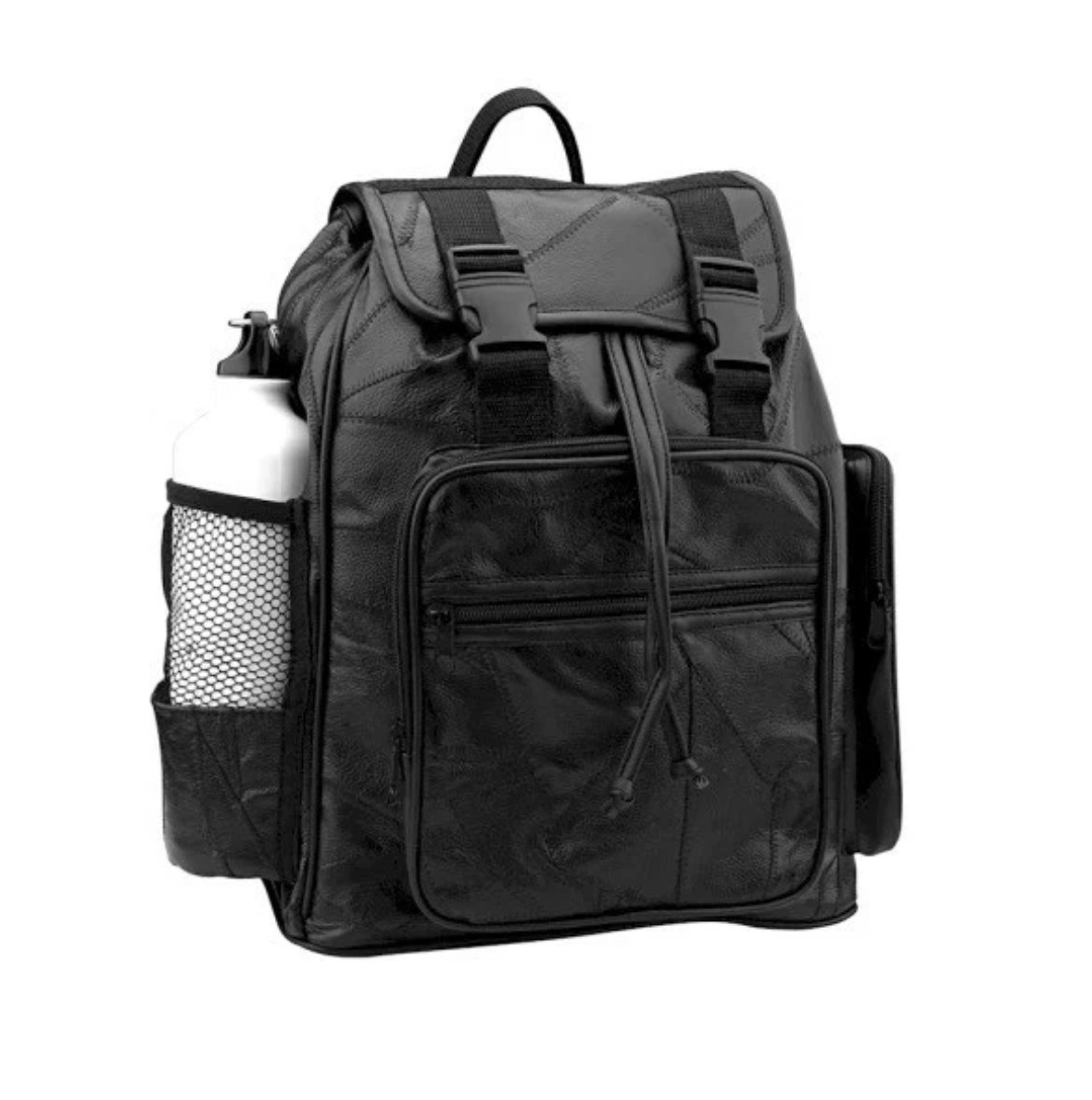 Black 100% Genuine Leather Backpack – Great For Motorcycle, School, Hiking