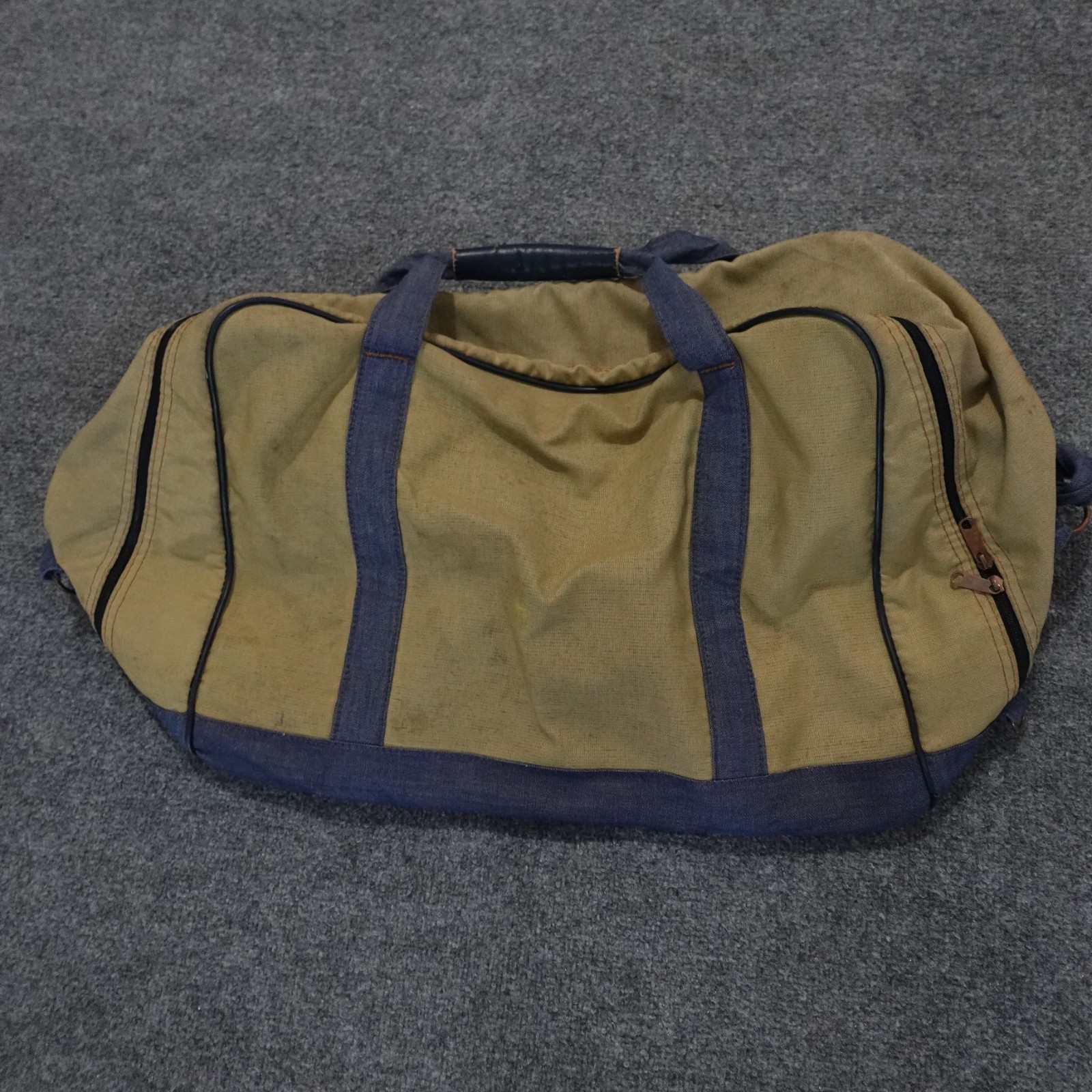 Vintage Levis Bag Orange Tab Tan Blue Denim Canvas Gym Carry Duffle 1970s Rare