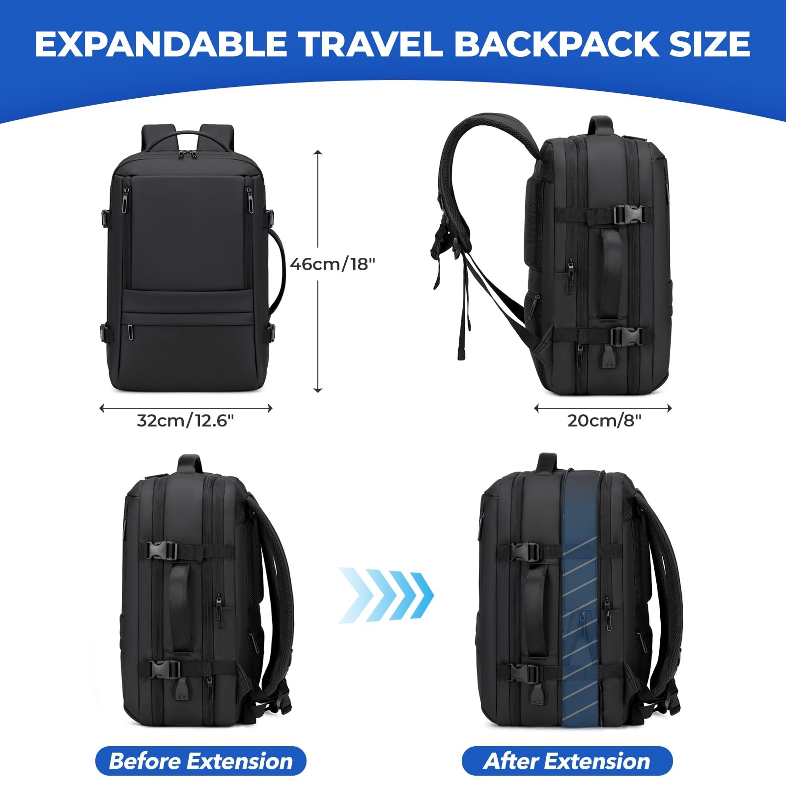 Rcrirth Carry On Travel Backpack for Airplanes | 35L Suitcase Backpack Luggag