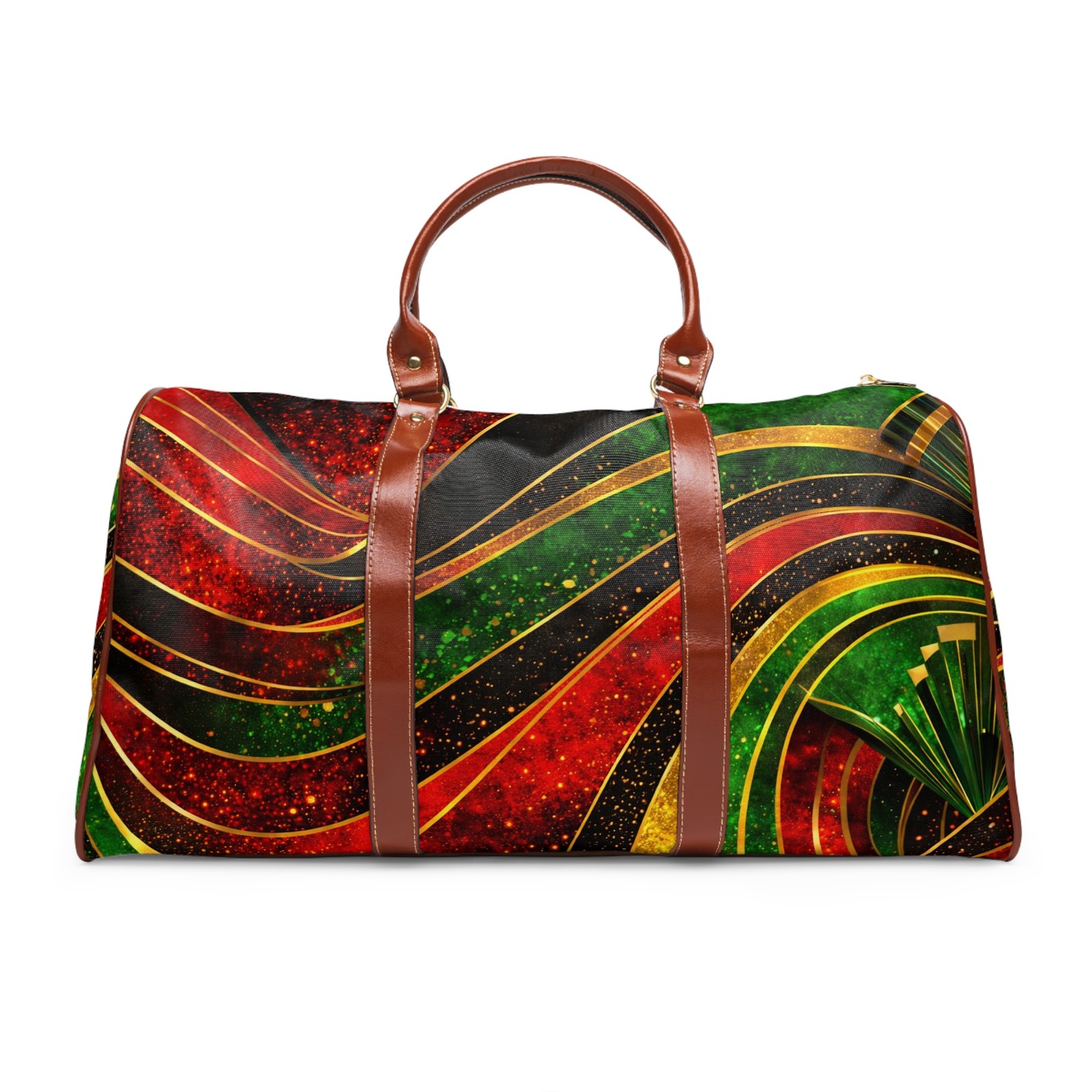 Black History Rasta Wave Waterproof Travel Bag — Red Green Gold Duffle