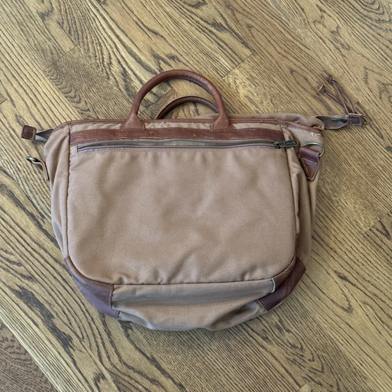 Duluth Trading Company Superior Street Fire Hose Briefcase Brown Canvas Leather