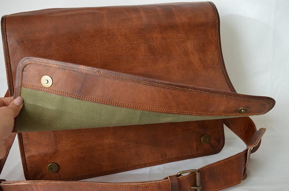 Men’s Genuine Vintage Durable Leather Messenger Shoulder Laptop Bag Briefcase,,