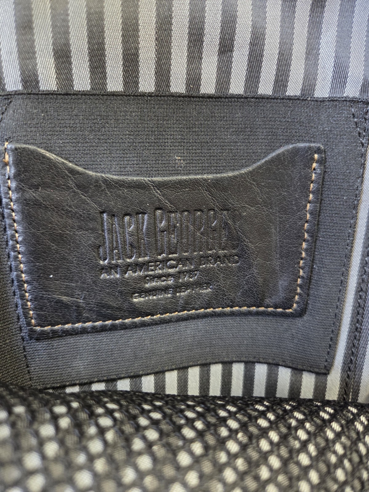 Jack Georges Voyager Backpack Black Leather Laptop School Work Bag Mesh