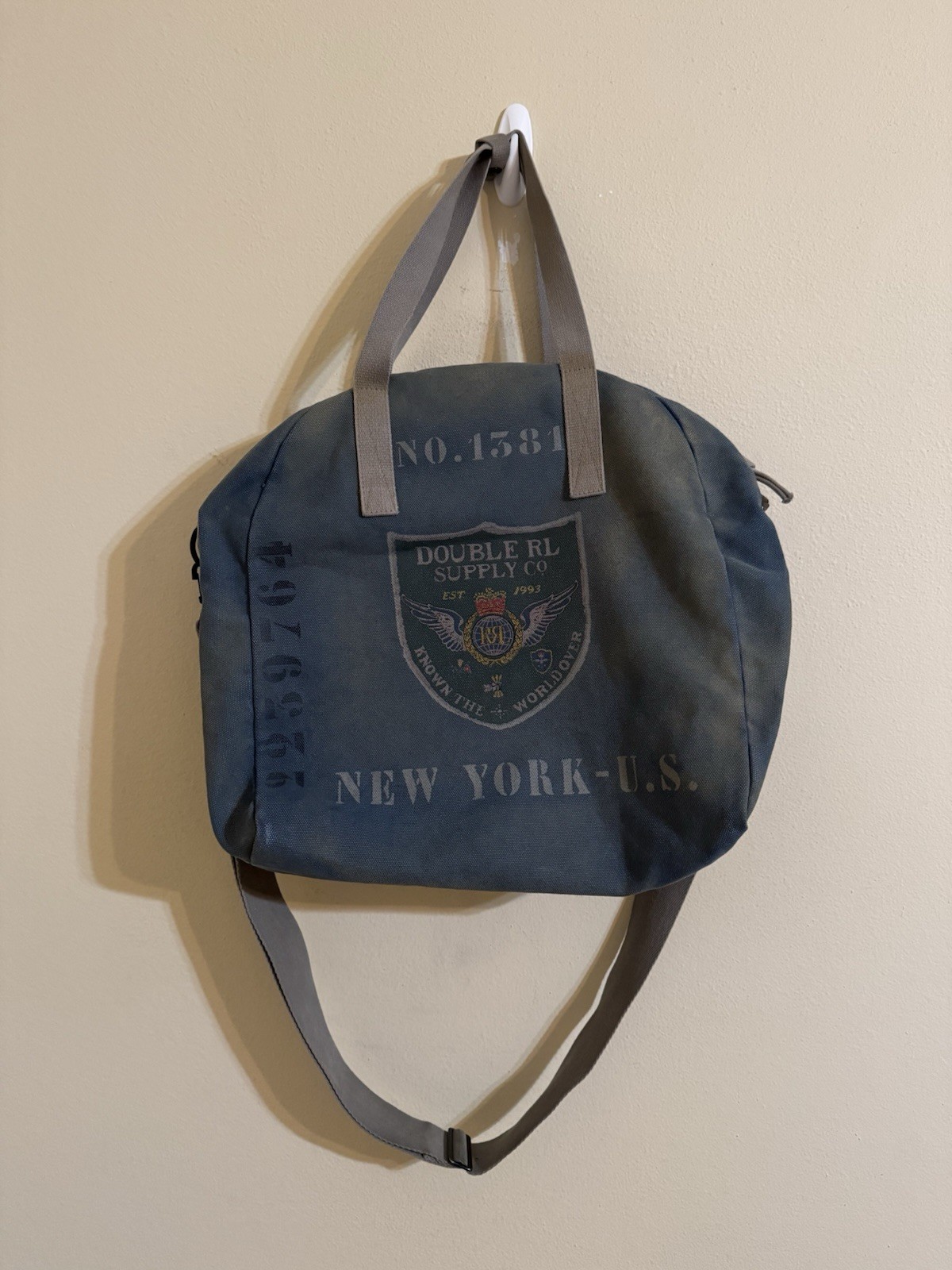 RRL Double RL Ralph Lauren Canvas Graphic Expedition Tote Bag Denim Blue