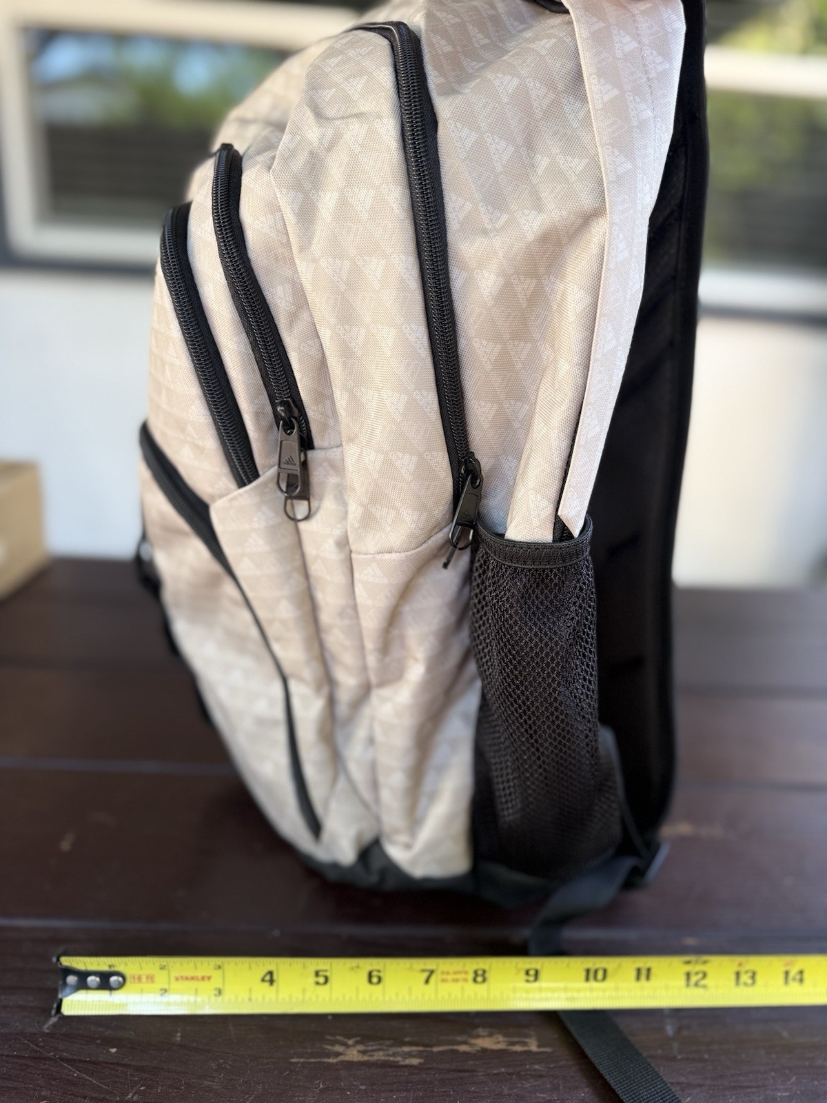 Adidas Prime 6 Backpack Beige Monogram Pattern