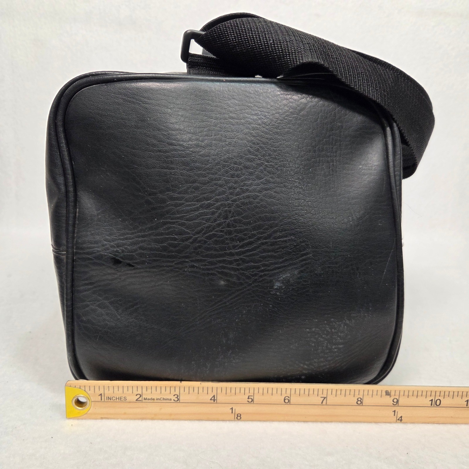 Vtg Karl Lagerfeld Weekender Duffel Bag Mens Black Faux Leather Travel Gym