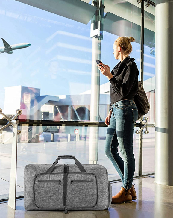 Travel Duffle Bag 85L Black, Foldable, with Shoes Compartment, Best sale