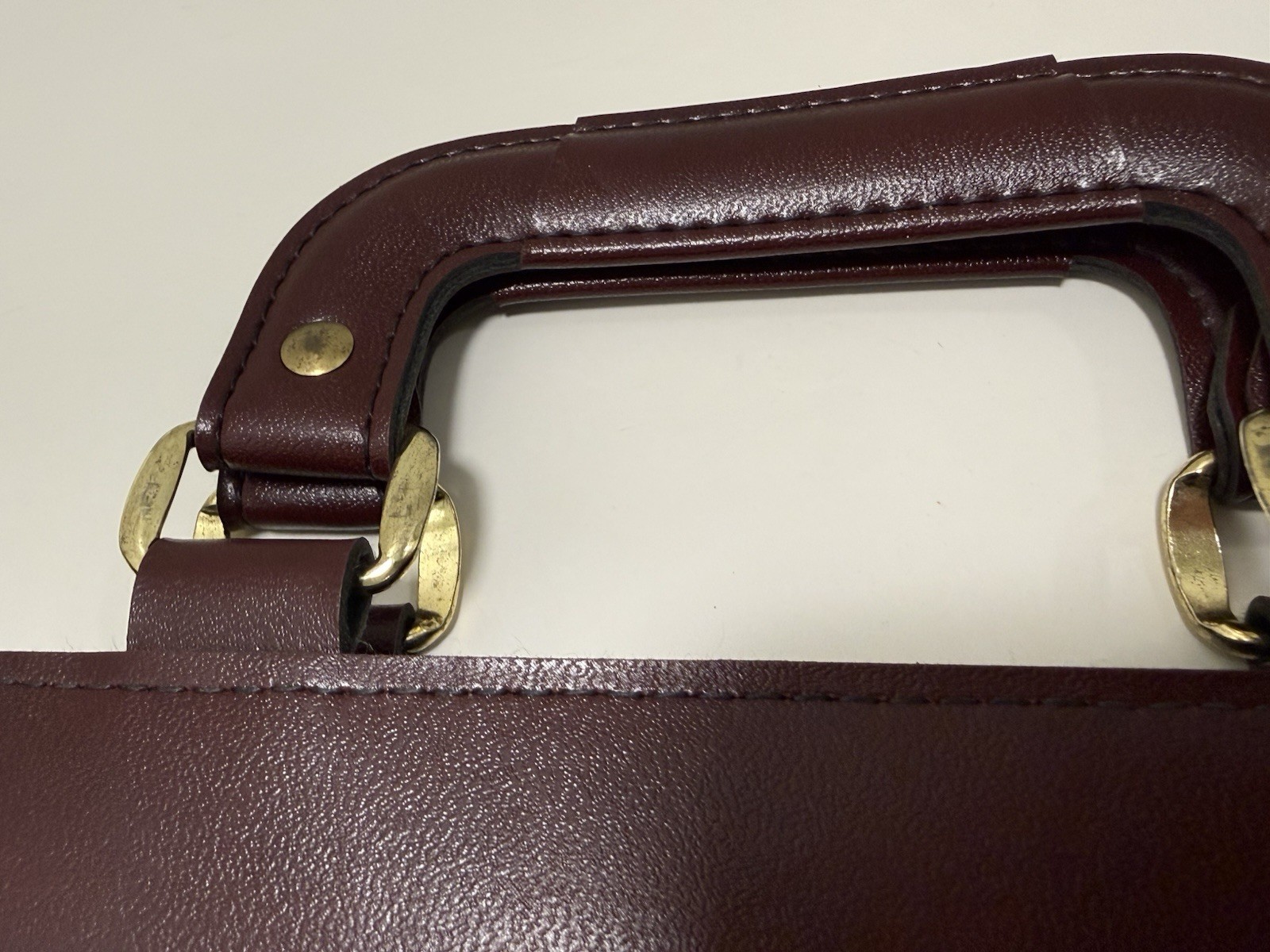 Vintage Brown Attache Briefcase Structured Lawyer Business Bag Large