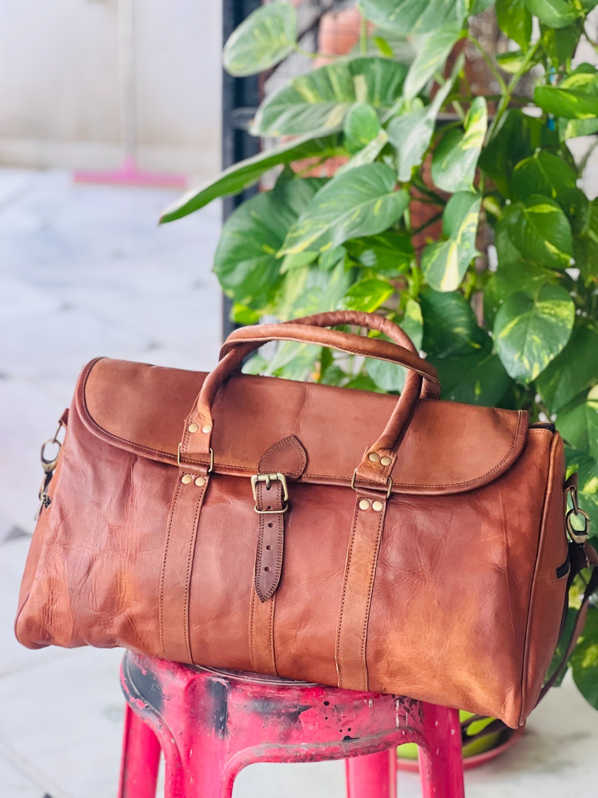 24″ Pure Filtered Goat Leather Duffel bag Travel Women