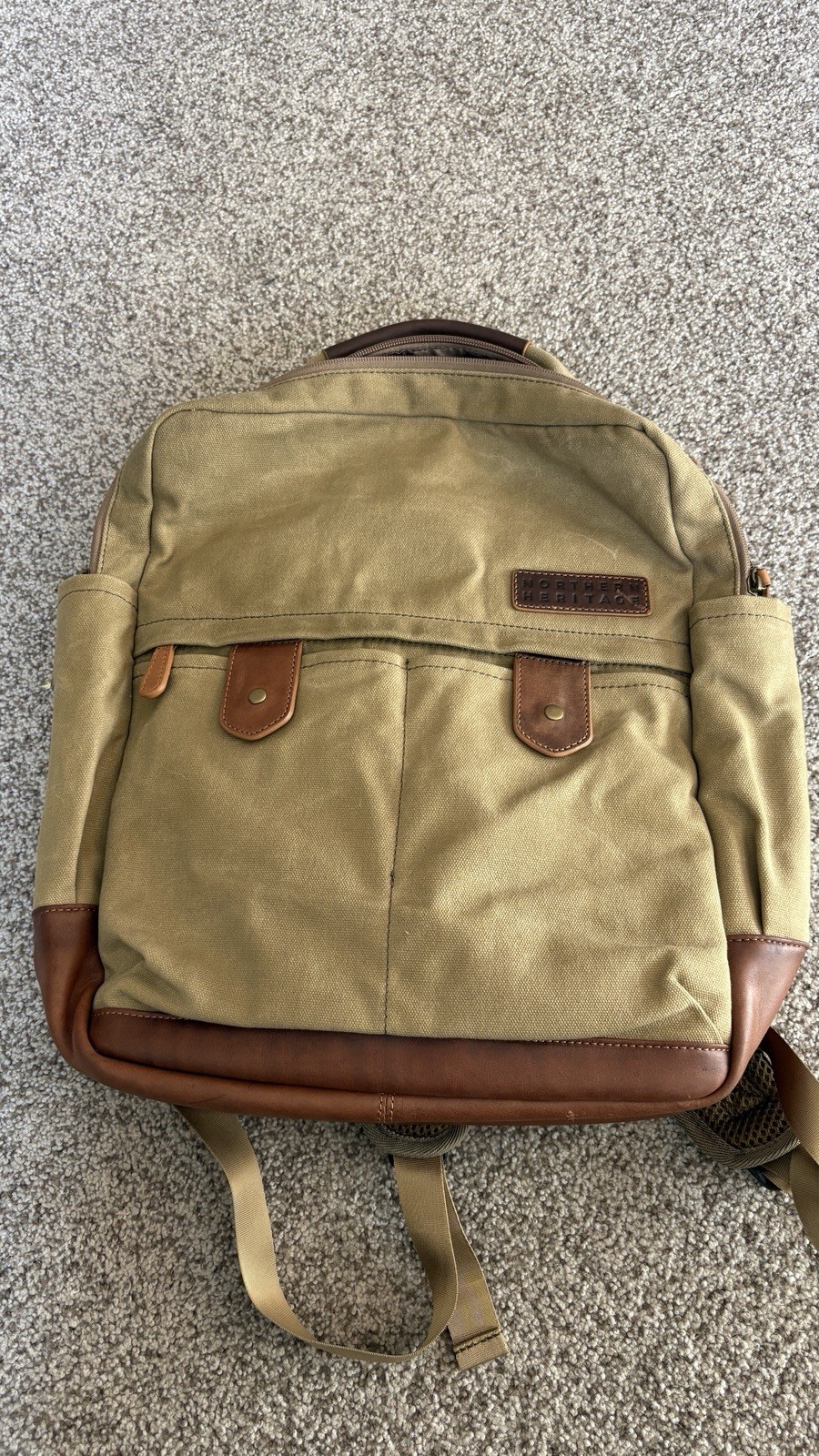 Northern Heritage Canvas Rucksack Brown Leather Travel Outdoor Bags Backpack