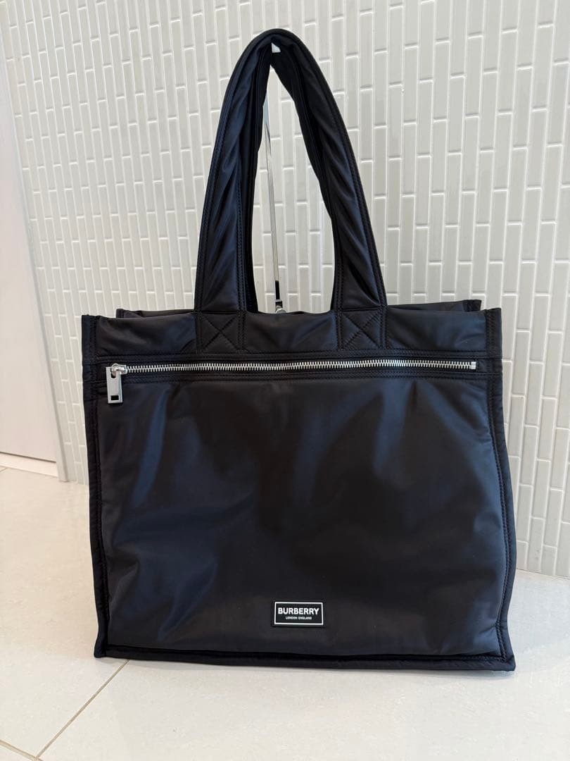 Authentic Vintage BURBERRY Black Nylon Tote Bag 40x48x23cm Spacious, Light Wear