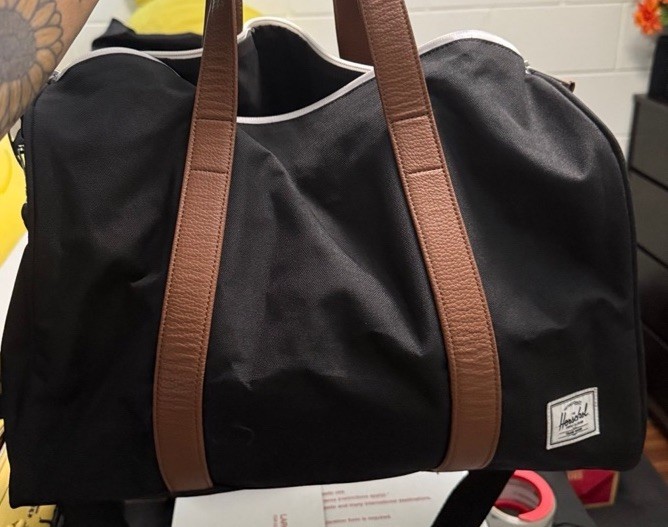 Herschel Novel Duffle Bag Black/Tan Synthetic Leather 25.6L