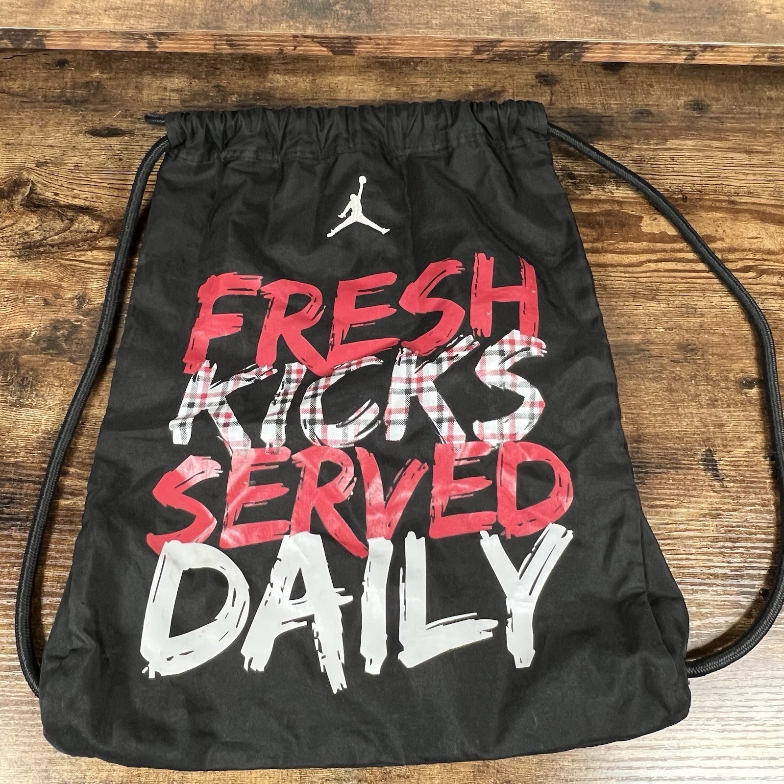 Jordan Drawstring Bag Back Pack Cloth Exterior Lined Interior Lightweight