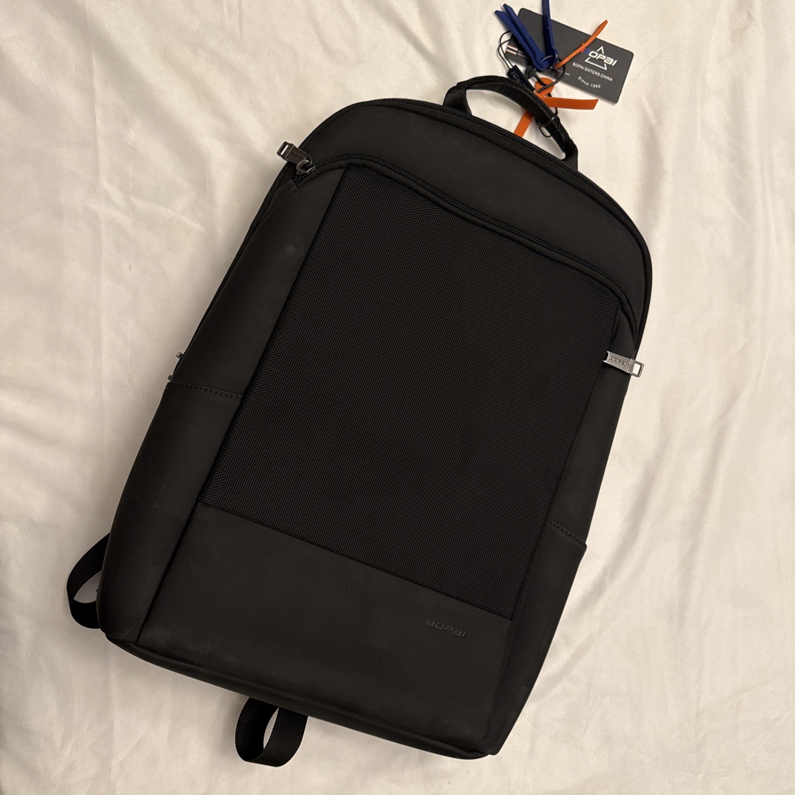 Bopai Mens Black Slim Professional Business 15.6 Travel Laptop Backpack Bag NWT