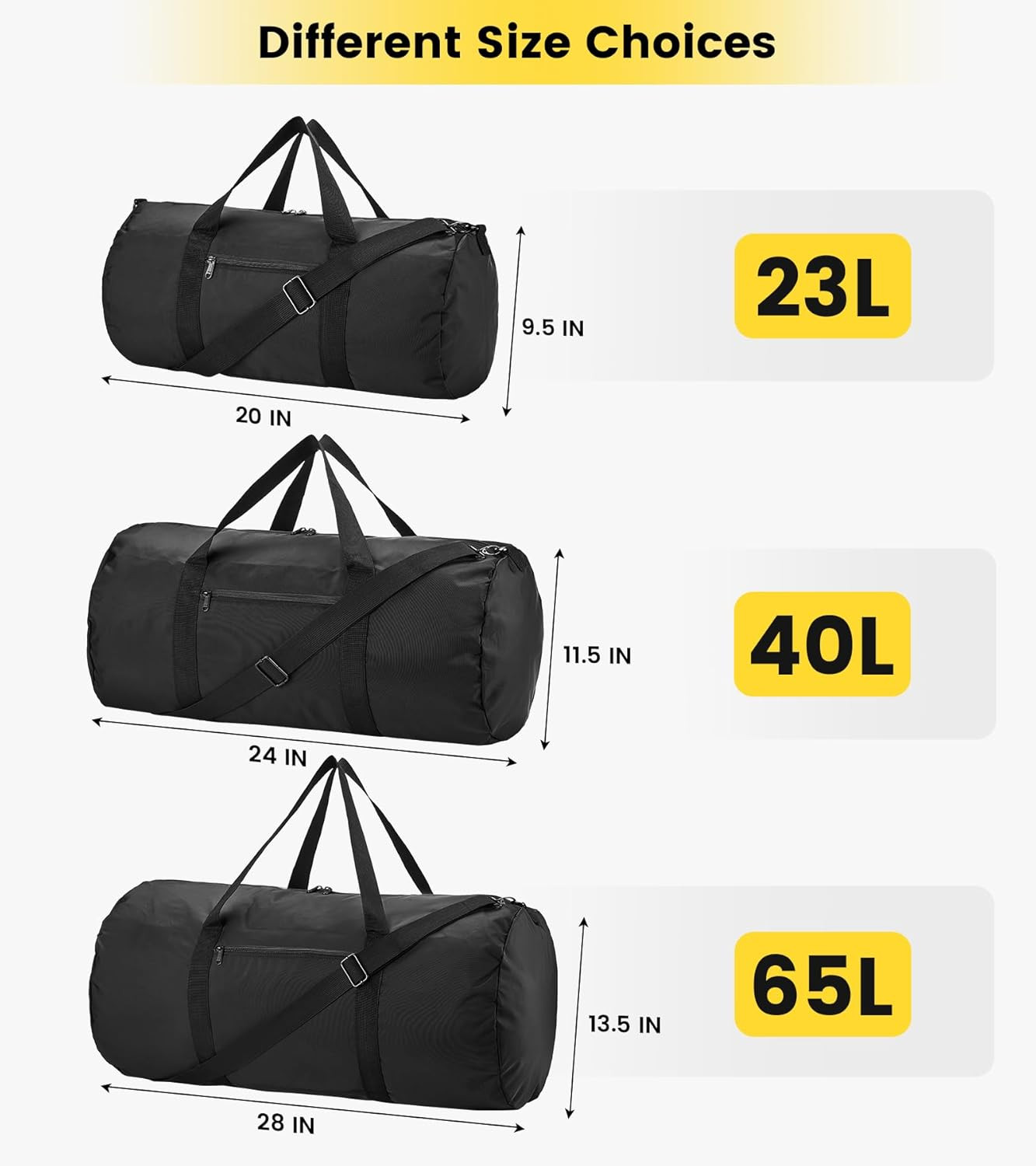 Duffel Bag 20-24-28 Inches Foldable Gym Bag for Men Women Duffle Bag Lightweight