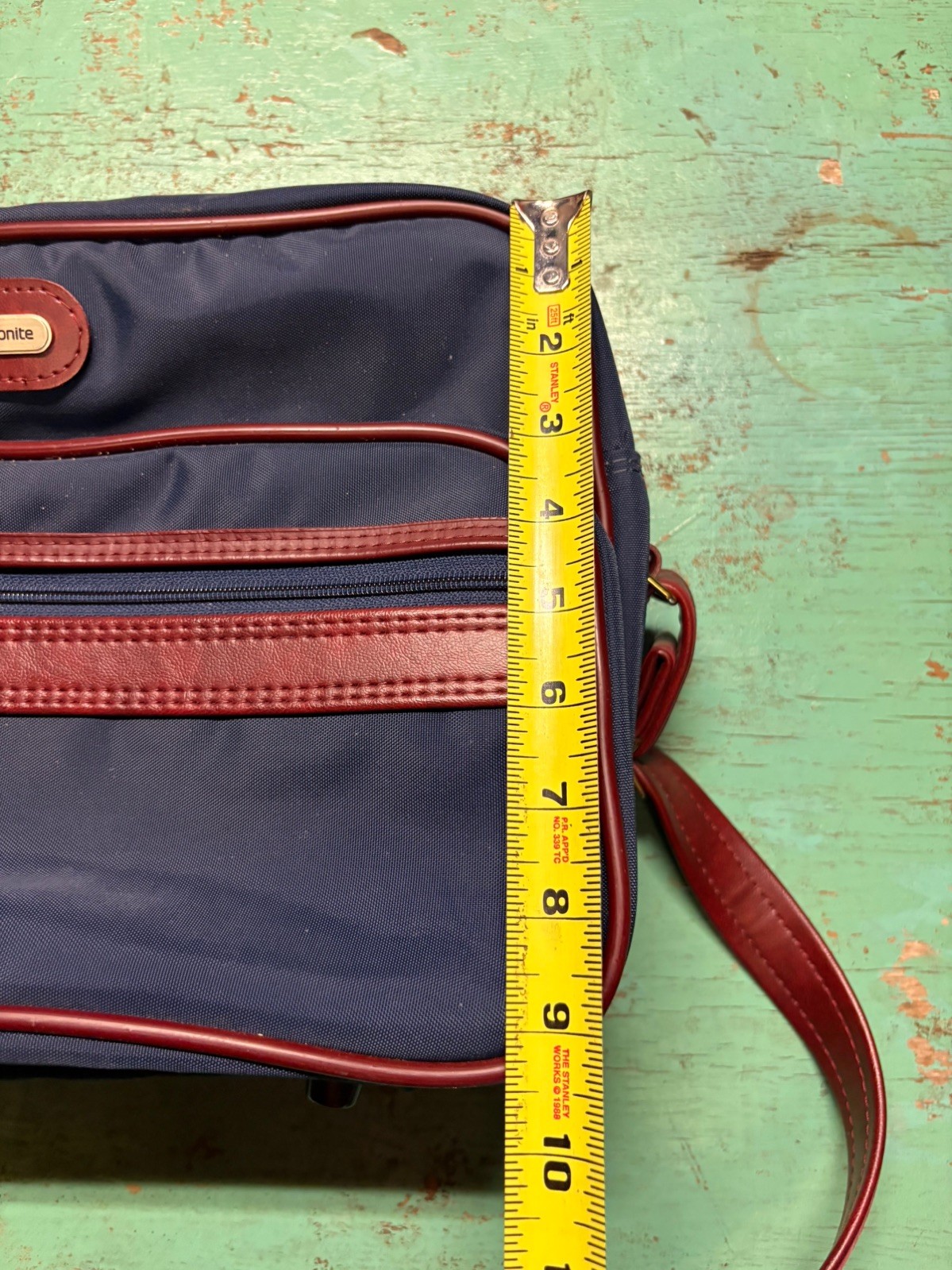 Vintage Samsonite Navy Blue & Brown Travel Shoulder Bag Messenger Bag Carry On