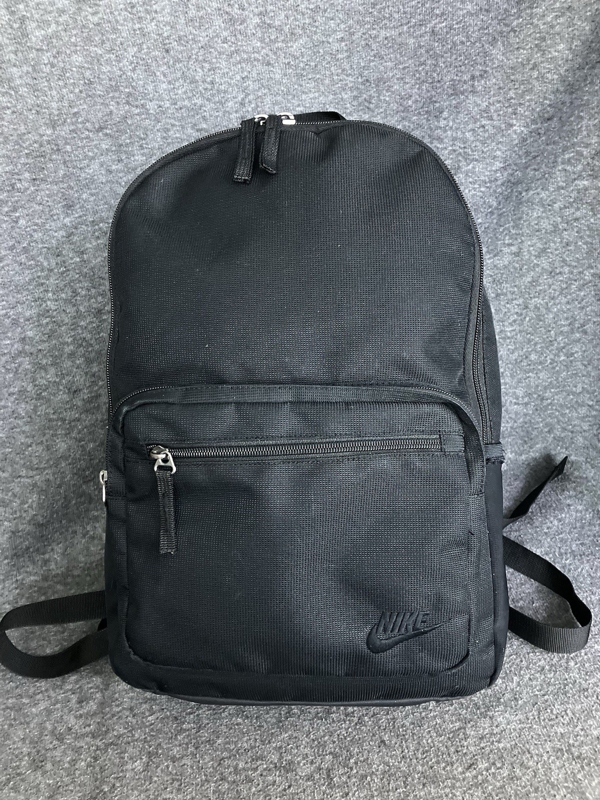Nike Heritage Eugene School Backpack 23L All Black Logo Classic Day Gym Bag Book