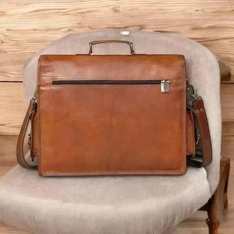 Handmade Goat Leather Messenger Antique Finish Bag – s Laptop Shoulder Bag