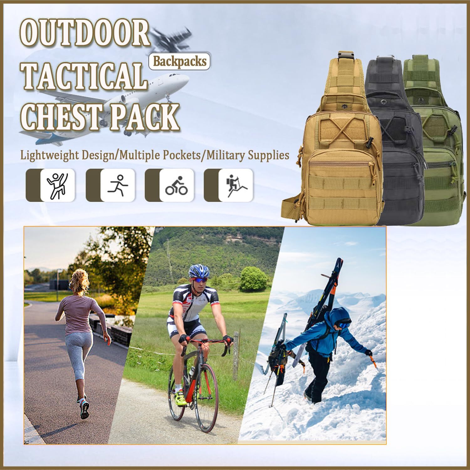 Outdoor Military Tactical Sling Shoulder Bag Travel Chest Bag Crossbody Pack Men