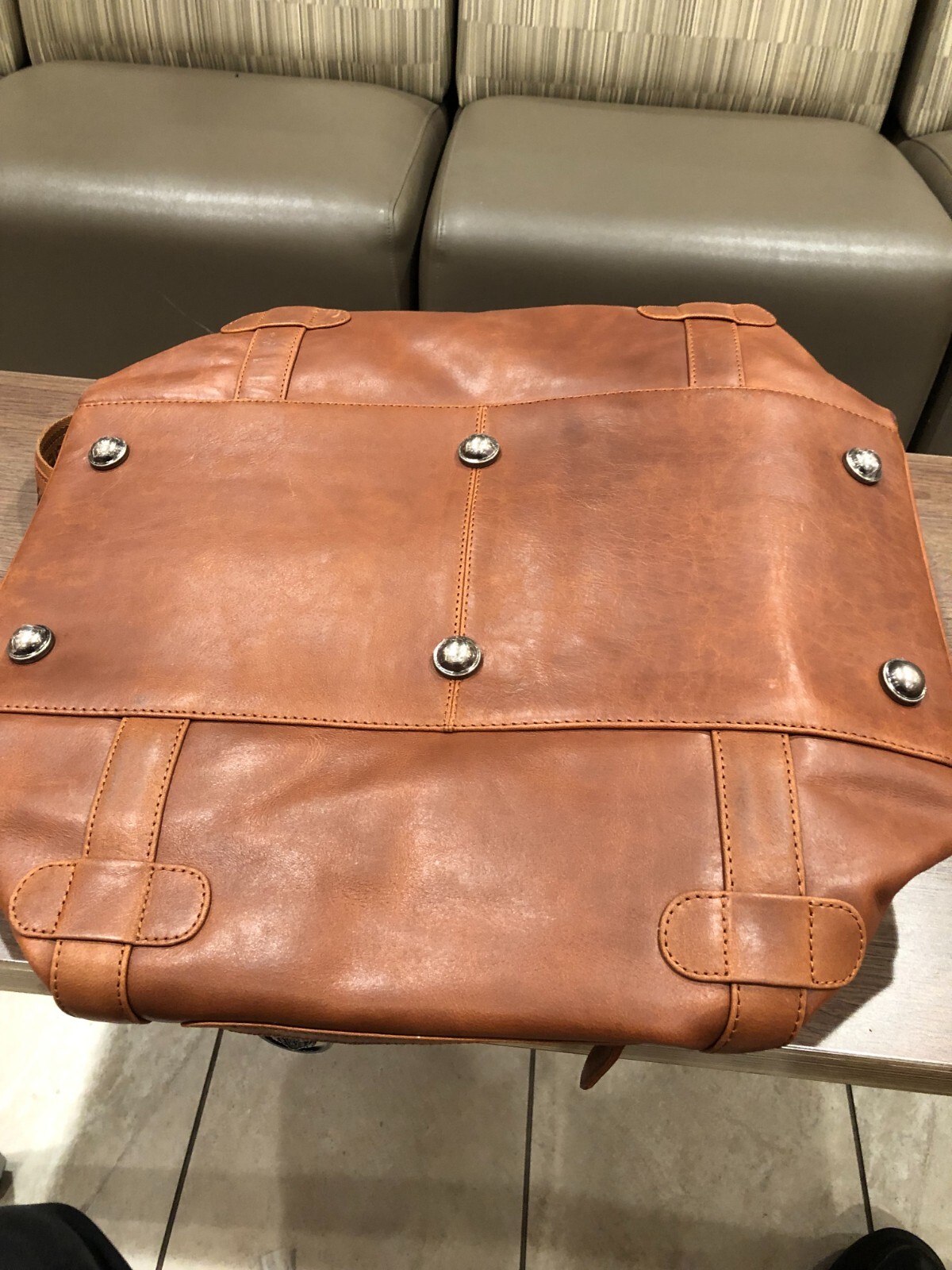 full grain leather duffle bag new cognac color