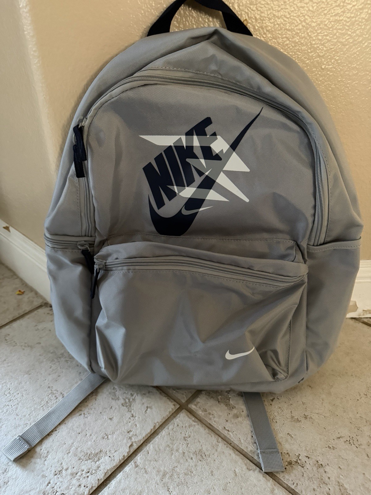 Nike Gray Solid Backpack Zip Closure Adjustable Strap Pockets Unisex