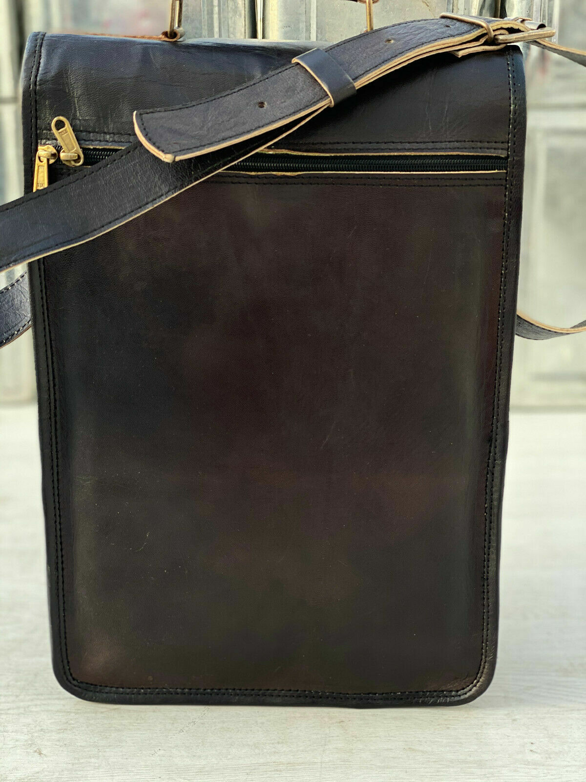 Leather messenger laptop satchel handmade vintage bag GVB Best Seller genuine