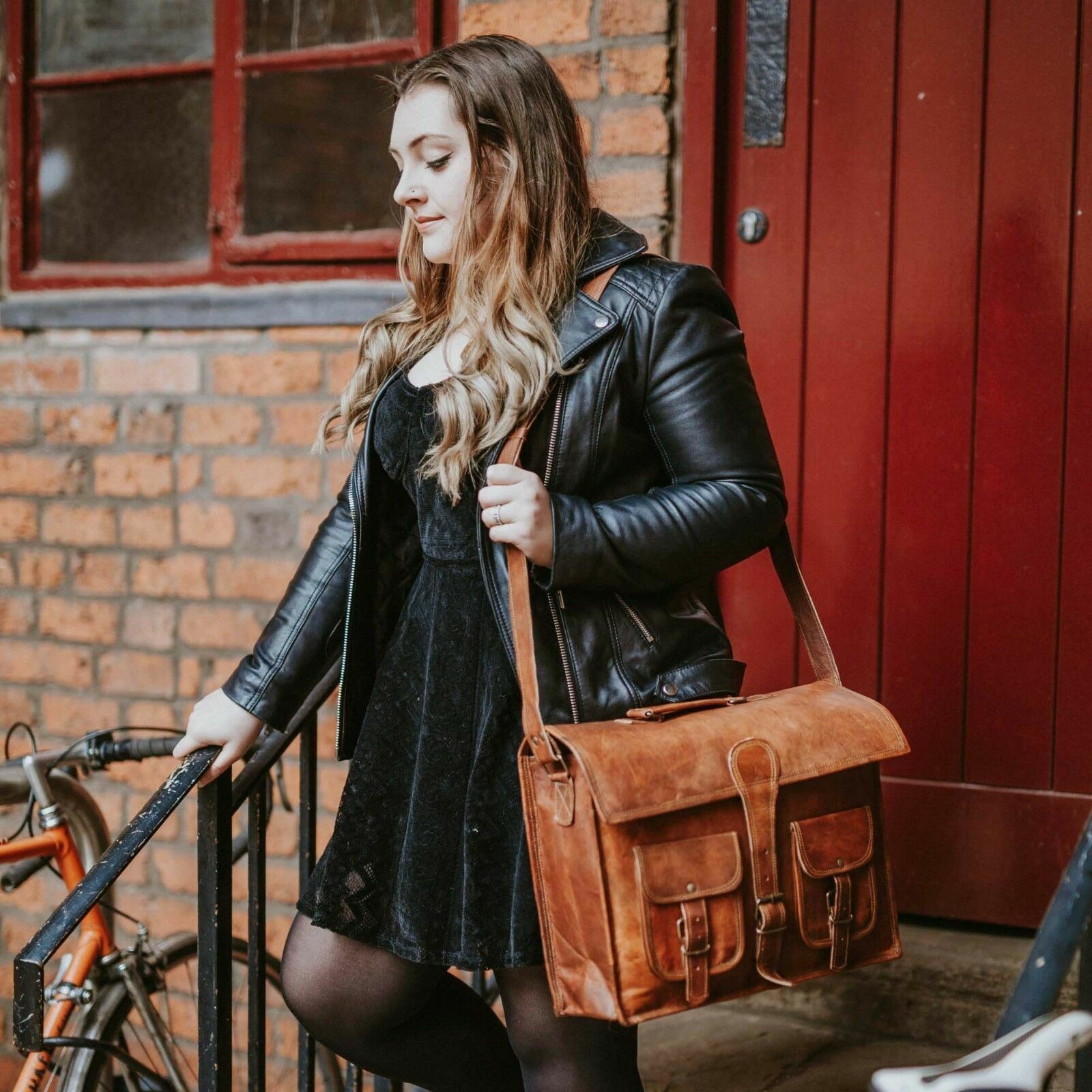 Briefcase Satchel Bag Genuine Seller Vintage Leather Messenger Business Laptop