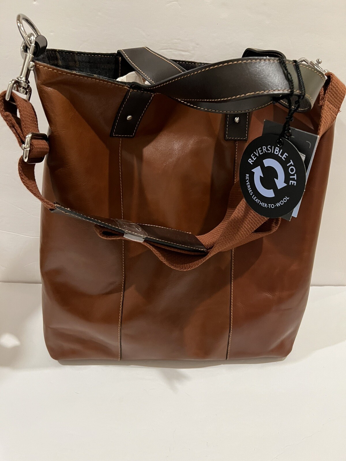 Brand New Joseph Abboud Tote Reversible Leather To Wool