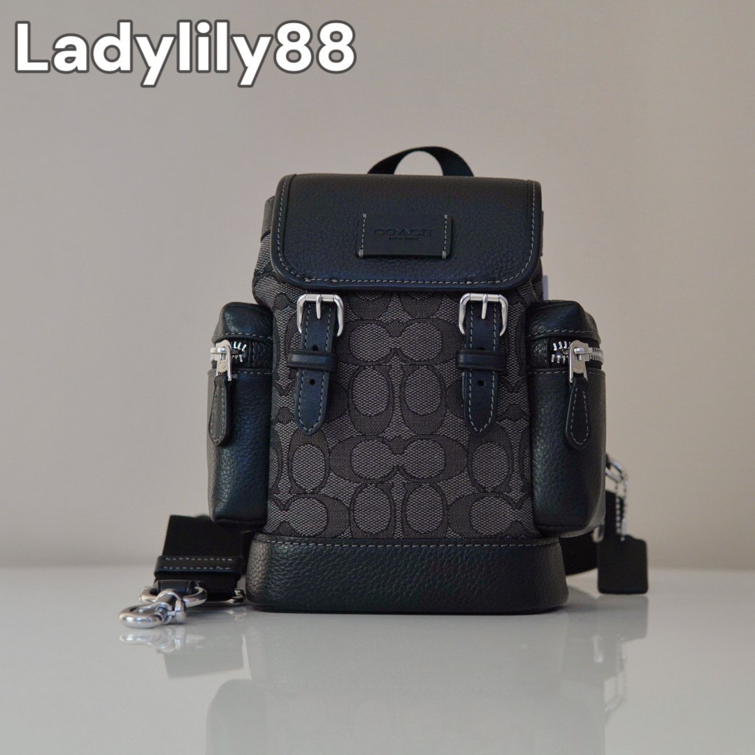 NWT Coach CBF64 Sprint Sling Pack In Signature Jacquard Pebble Calf Leather $328