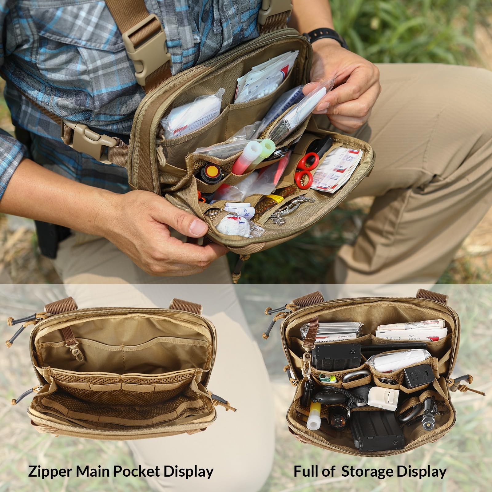Tactical Chest Pack EDC Chest Bag 2L Utility Molle Chest Rig Pouch with CCW C…